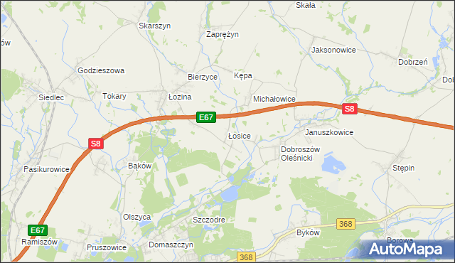 mapa Łosice gmina Długołęka, Łosice gmina Długołęka na mapie Targeo