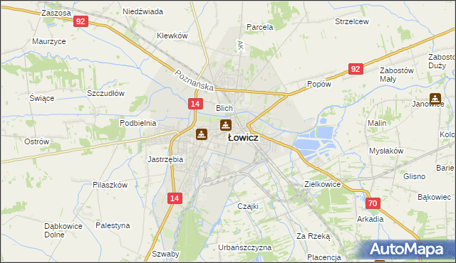 mapa Łowicza, Łowicz na mapie Targeo
