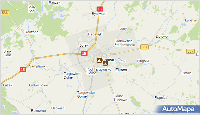 mapa Lubawa, Lubawa na mapie Targeo