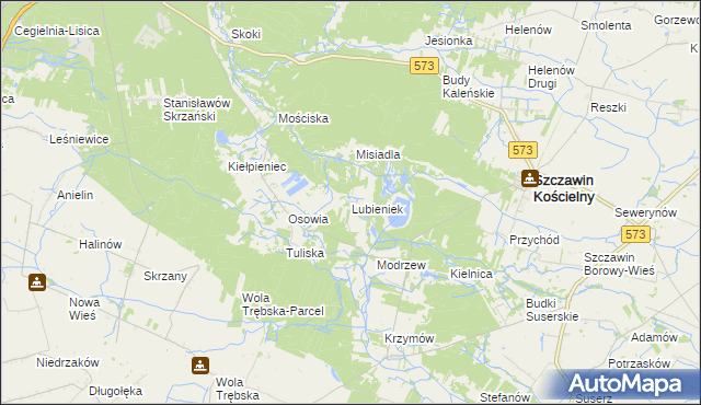 mapa Lubieniek, Lubieniek na mapie Targeo