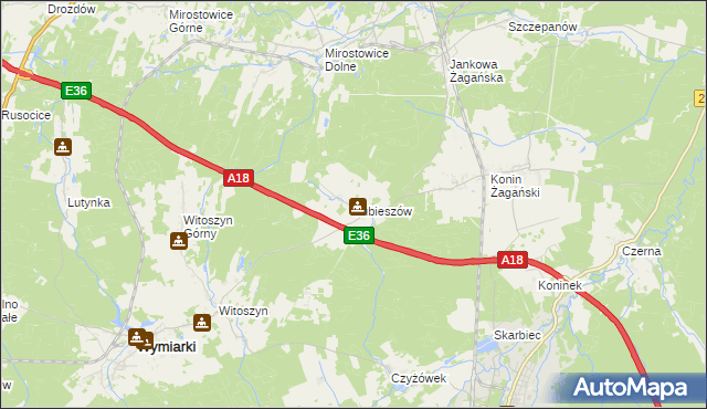 mapa Lubieszów gmina Wymiarki, Lubieszów gmina Wymiarki na mapie Targeo