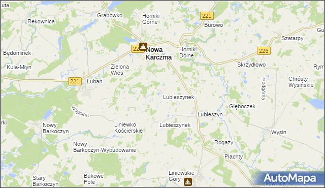 mapa Lubieszynek gmina Nowa Karczma, Lubieszynek gmina Nowa Karczma na mapie Targeo