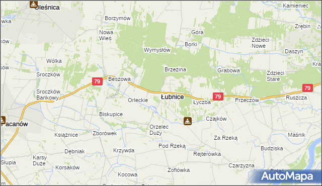 mapa Łubnice powiat staszowski, Łubnice powiat staszowski na mapie Targeo