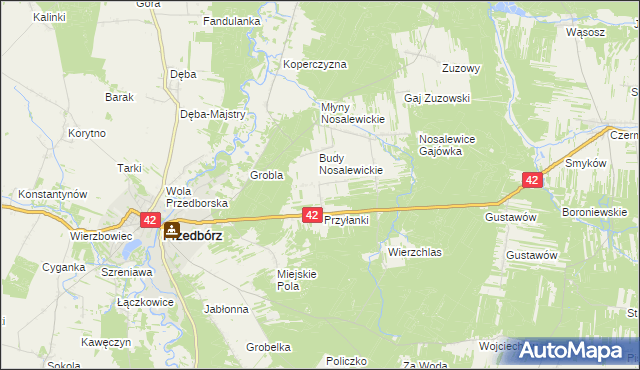 mapa Ludwików gmina Przedbórz, Ludwików gmina Przedbórz na mapie Targeo