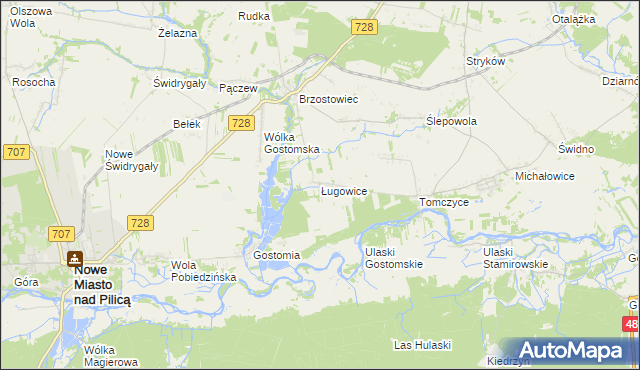 mapa Ługowice, Ługowice na mapie Targeo