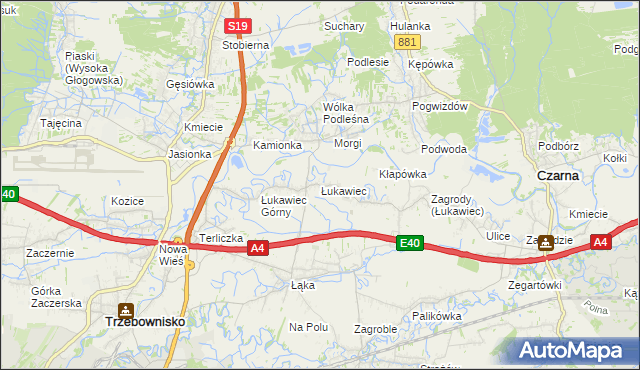 mapa Łukawiec gmina Trzebownisko, Łukawiec gmina Trzebownisko na mapie Targeo