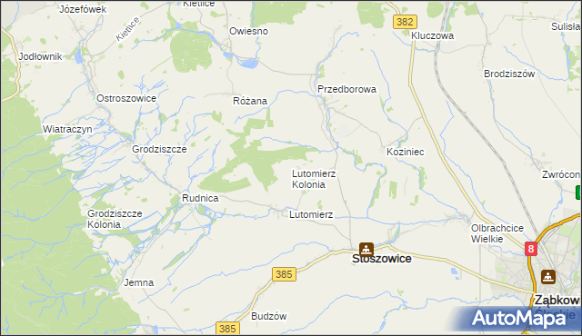 mapa Lutomierz Kolonia, Lutomierz Kolonia na mapie Targeo