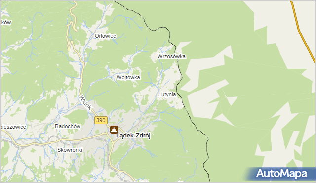 mapa Lutynia gmina Lądek-Zdrój, Lutynia gmina Lądek-Zdrój na mapie Targeo