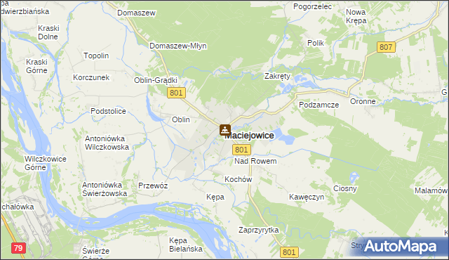 mapa Maciejowice powiat garwoliński, Maciejowice powiat garwoliński na mapie Targeo