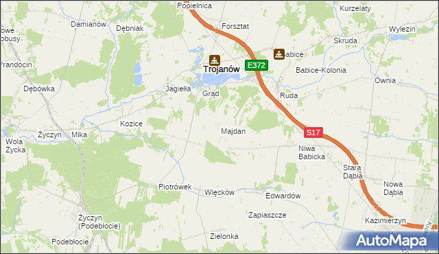 mapa Majdan gmina Trojanów, Majdan gmina Trojanów na mapie Targeo