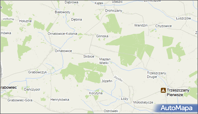 mapa Majdan Wielki gmina Trzeszczany, Majdan Wielki gmina Trzeszczany na mapie Targeo