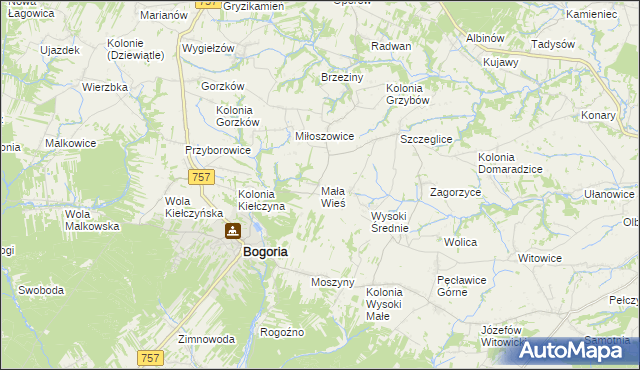 mapa Mała Wieś gmina Bogoria, Mała Wieś gmina Bogoria na mapie Targeo