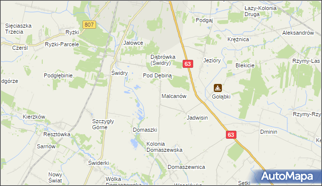 mapa Malcanów gmina Łuków, Malcanów gmina Łuków na mapie Targeo