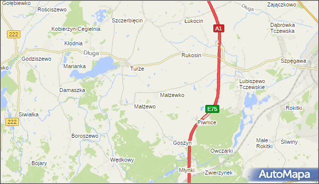 mapa Małżewko, Małżewko na mapie Targeo