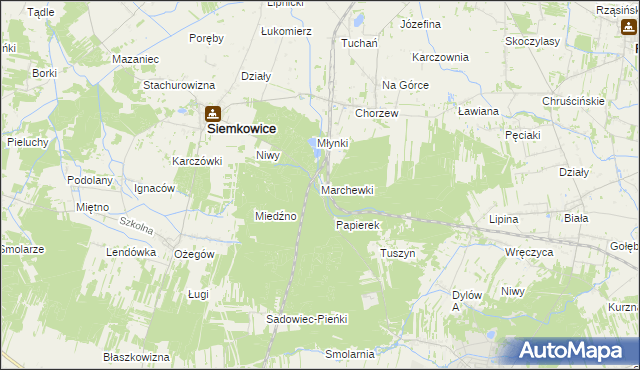 mapa Marchewki gmina Siemkowice, Marchewki gmina Siemkowice na mapie Targeo