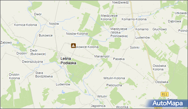 mapa Mariampol gmina Leśna Podlaska, Mariampol gmina Leśna Podlaska na mapie Targeo