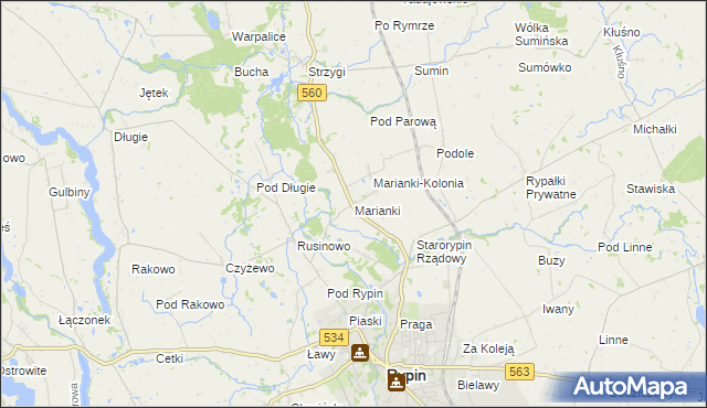 mapa Marianki gmina Rypin, Marianki gmina Rypin na mapie Targeo