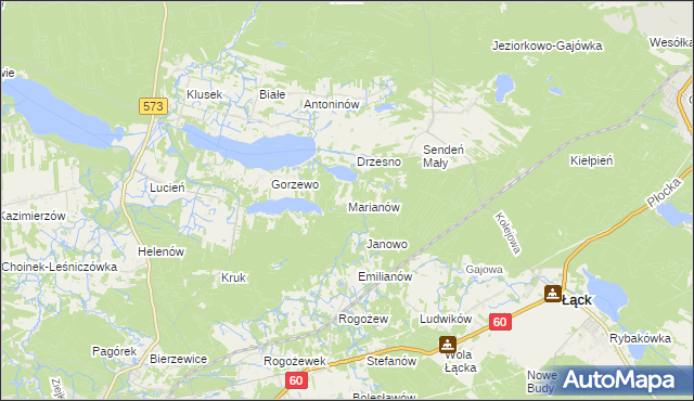 mapa Marianów gmina Gostynin, Marianów gmina Gostynin na mapie Targeo