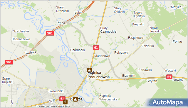 mapa Marianowo gmina Piątnica, Marianowo gmina Piątnica na mapie Targeo