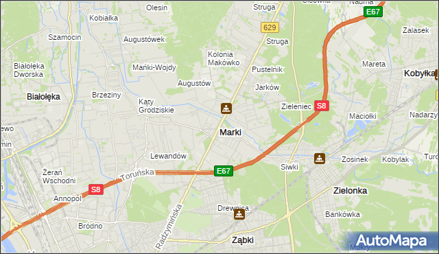 mapa Marki powiat wołomiński, Marki powiat wołomiński na mapie Targeo