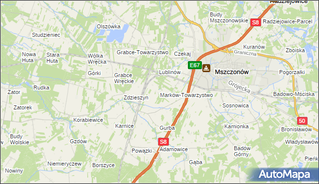 mapa Marków-Towarzystwo, Marków-Towarzystwo na mapie Targeo