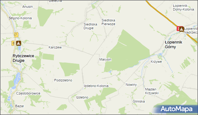 mapa Marysin gmina Fajsławice, Marysin gmina Fajsławice na mapie Targeo