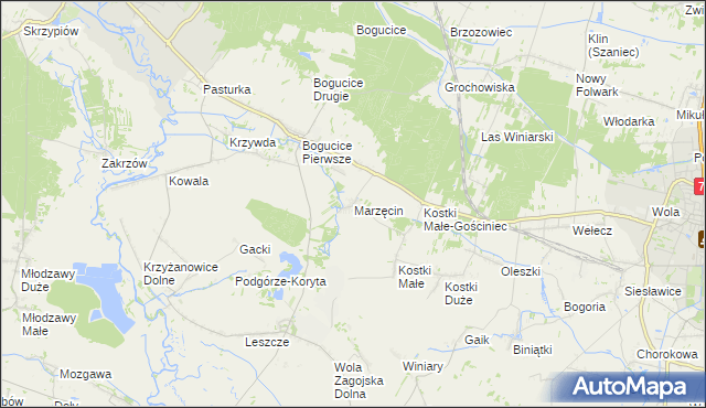 mapa Marzęcin, Marzęcin na mapie Targeo