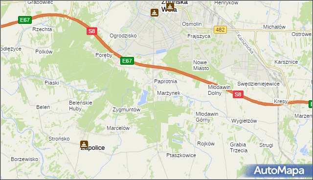 mapa Marżynek, Marżynek na mapie Targeo