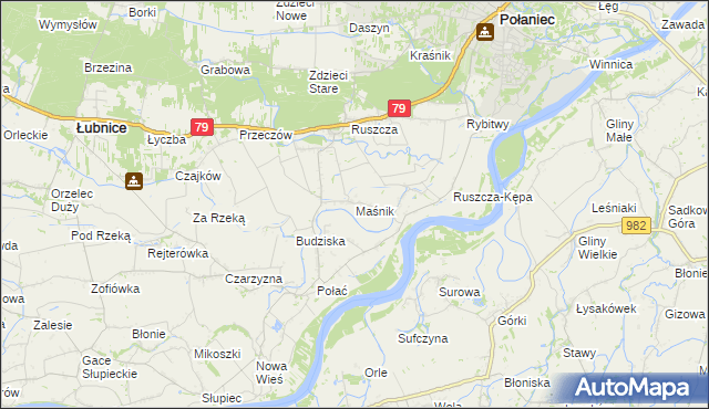 mapa Maśnik, Maśnik na mapie Targeo