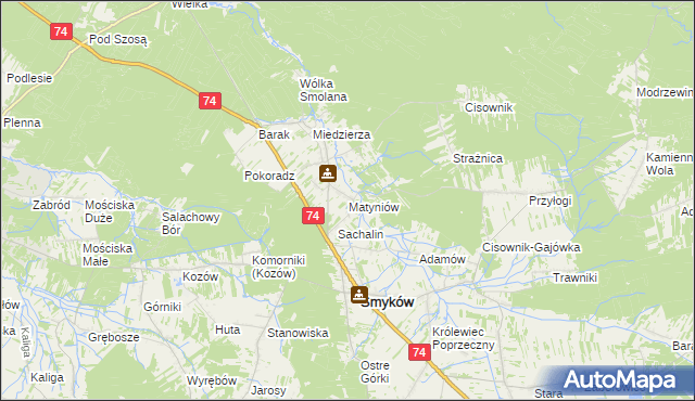 mapa Matyniów, Matyniów na mapie Targeo