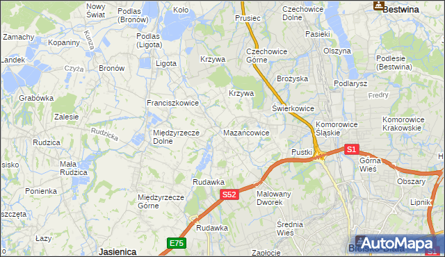 mapa Mazańcowice, Mazańcowice na mapie Targeo