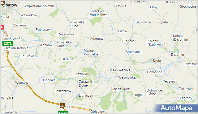 mapa Męczennice, Męczennice na mapie Targeo