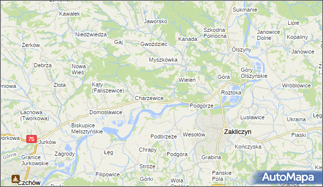 mapa Melsztyn, Melsztyn na mapie Targeo