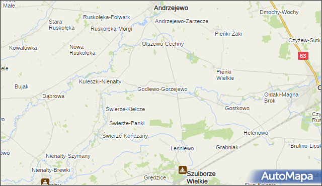 mapa Mianowo gmina Andrzejewo, Mianowo gmina Andrzejewo na mapie Targeo