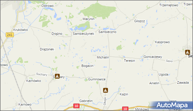 mapa Michalin gmina Nakło nad Notecią, Michalin gmina Nakło nad Notecią na mapie Targeo