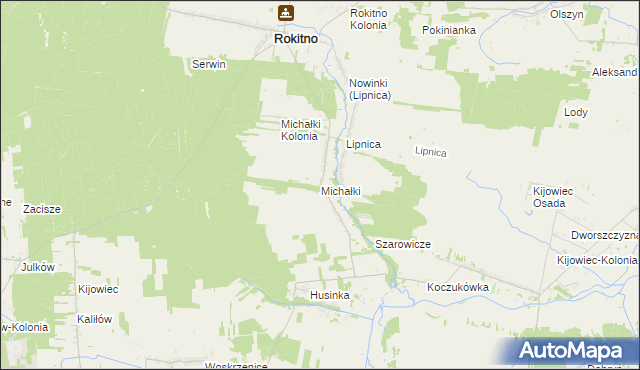 mapa Michałki gmina Rokitno, Michałki gmina Rokitno na mapie Targeo