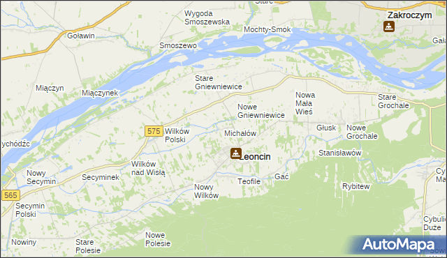 mapa Michałów gmina Leoncin, Michałów gmina Leoncin na mapie Targeo