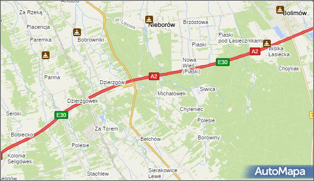 mapa Michałówek gmina Nieborów, Michałówek gmina Nieborów na mapie Targeo