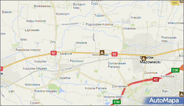 mapa Michałówek gmina Ożarów Mazowiecki, Michałówek gmina Ożarów Mazowiecki na mapie Targeo