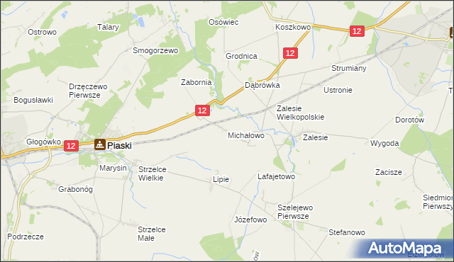 mapa Michałowo gmina Piaski, Michałowo gmina Piaski na mapie Targeo