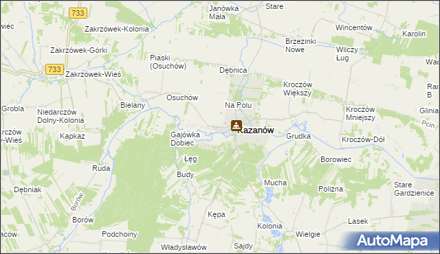 mapa Miechów gmina Kazanów, Miechów gmina Kazanów na mapie Targeo