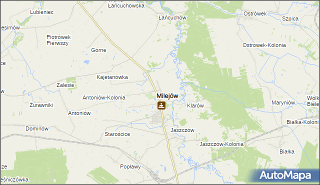 mapa Milejów powiat łęczyński, Milejów powiat łęczyński na mapie Targeo