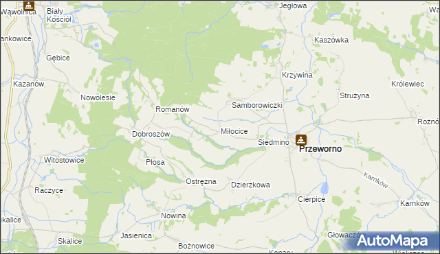 mapa Miłocice gmina Przeworno, Miłocice gmina Przeworno na mapie Targeo