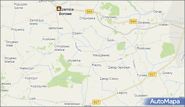 mapa Miłoszewiec, Miłoszewiec na mapie Targeo