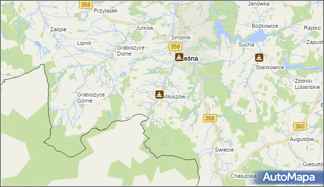 mapa Miłoszów, Miłoszów na mapie Targeo