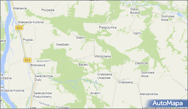 mapa Miłoszówka, Miłoszówka na mapie Targeo