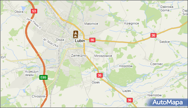 mapa Miroszowice, Miroszowice na mapie Targeo