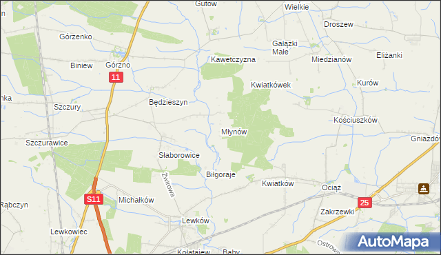 mapa Młynów gmina Ostrów Wielkopolski, Młynów gmina Ostrów Wielkopolski na mapie Targeo