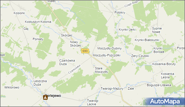 mapa Moczydły-Pszczółki, Moczydły-Pszczółki na mapie Targeo