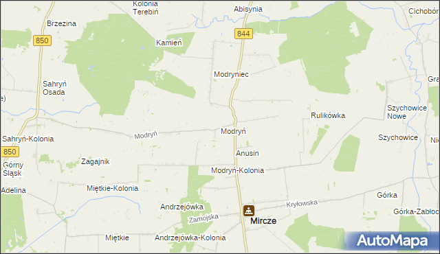 mapa Modryń, Modryń na mapie Targeo